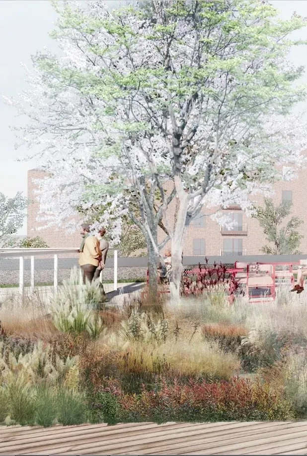 Højskoleelever og festivalens frivillige bruger det fælles uderum