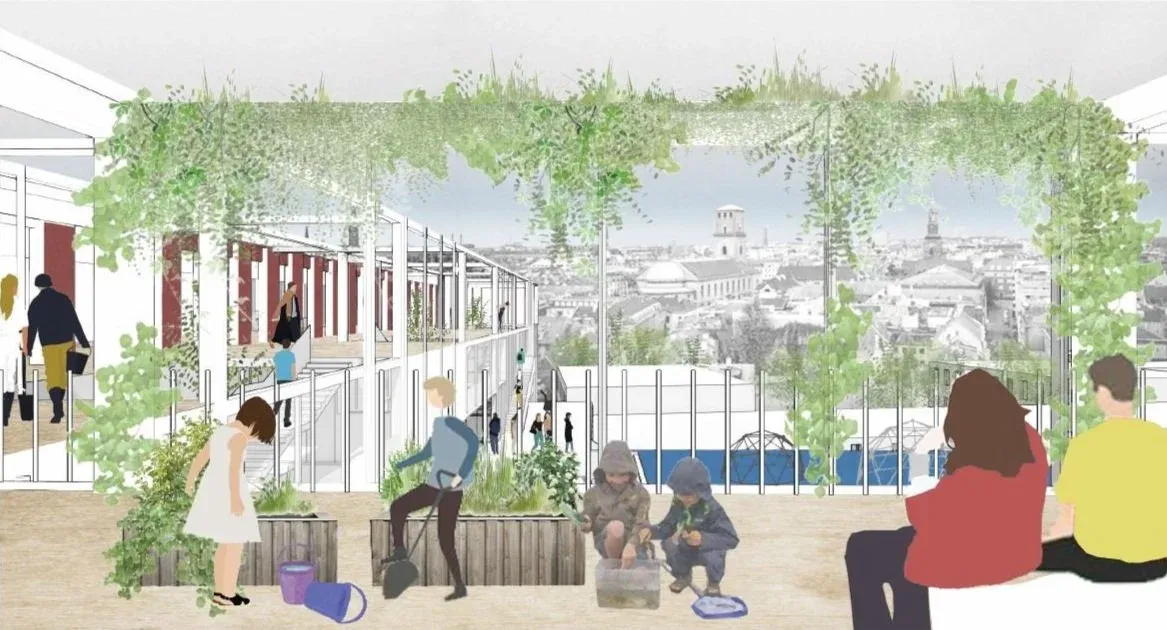 Genbrugte mursten fra det gamle skolebyggeri brugt i ny belægning