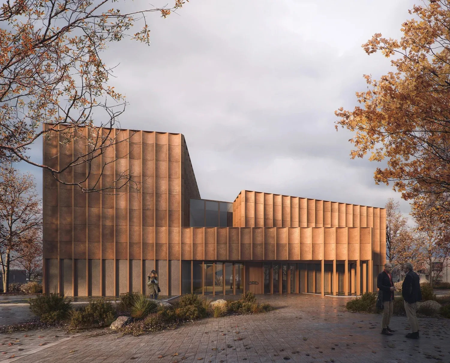 Boligprojektet ved Urriðaholt med basaltklipper som forgrund